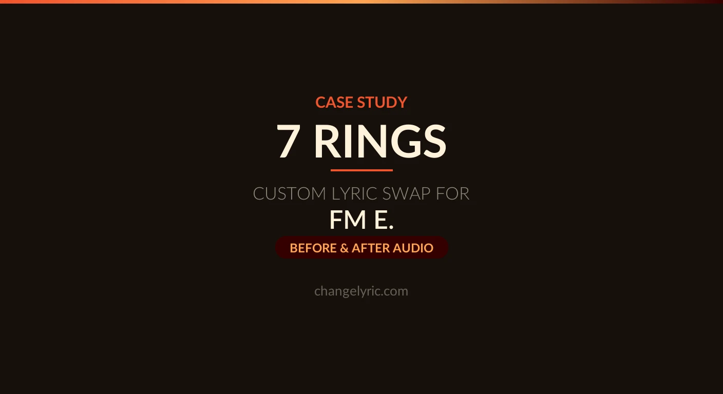 A gratitude rewrite of Ariana Grande's 7 rings 7 rings custom lyric swap case study, gratitude version made for FM E.