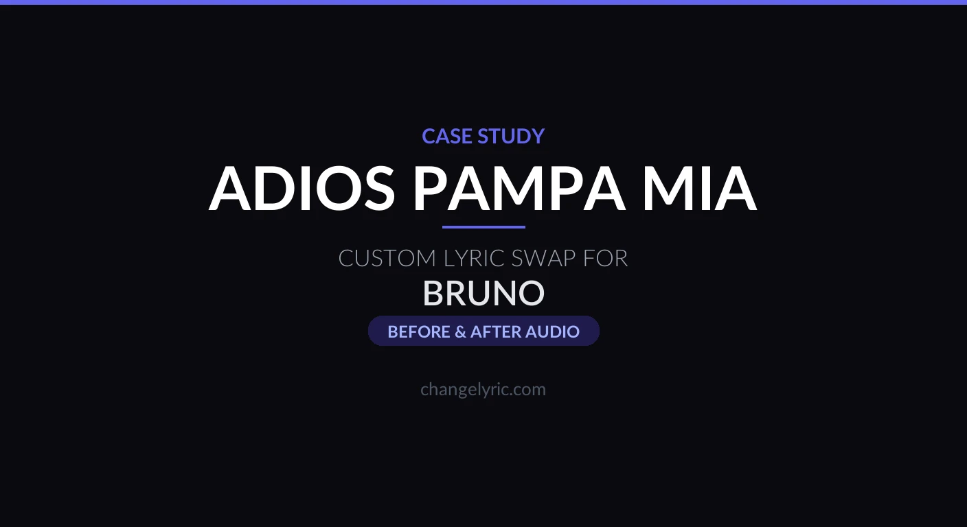Adios Pampa Mia custom lyric swap. ChangeLyric Horizon case study Custom lyric swap case study - Adios Pampa Mia by Julio Iglesias