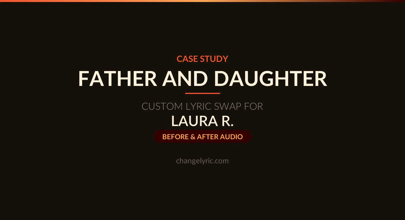 Paul Simon's Father and Daughter, flipped for a mother and son dance Father and Daughter hero card for Laura's mother and son wedding dance